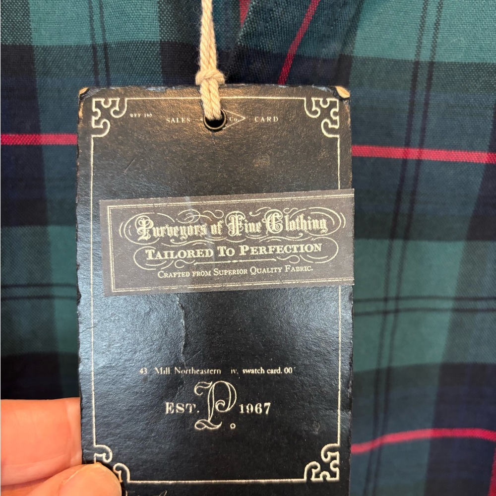 NWT Polo by Ralph Lauren Flannel Green Navy Plaid Button-Down Shirt with Red - Picture 5 of 8